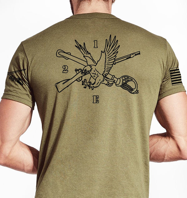 E Troop Tan T-Shirt. This shirt is NOT Approved for PT *Free Shipping means the Liaison will Pick-up orders and bring them back to Base*