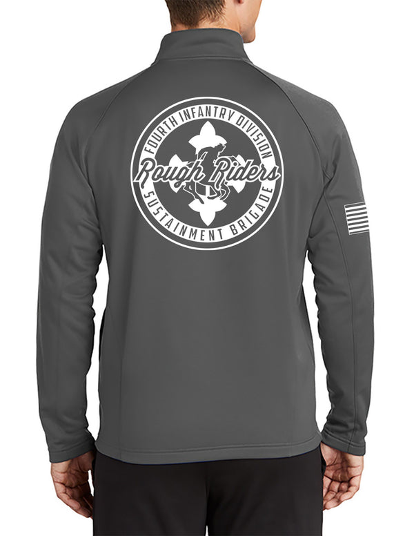 Rough Riders Grey 1/4 Zip Pullover Sweatshirt, White Design. This sweatshirt is NOT Approved for PT