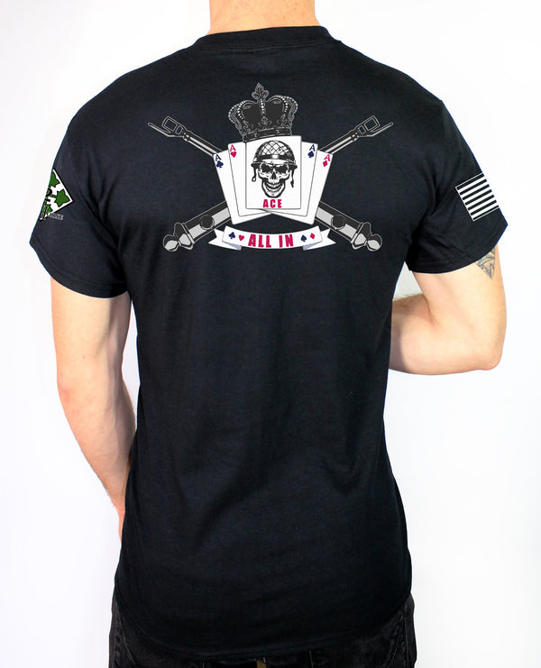 Alpha Battery Unisex Black PT Shirt. This shirt is approved for PT. *Free Liaison pick up for orders sent to base only*