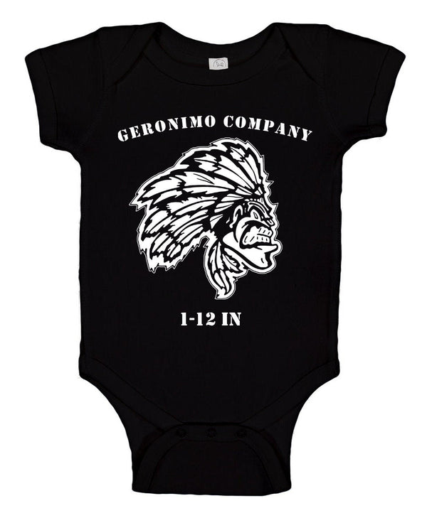 Geronimo Baby Bodysuit in Multiple Sizes.  **Free Shipping for Orders Sent with Liaison to base only**