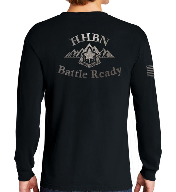 Battle Ready Unisex Black on Black Long Sleeve PT Shirt. This shirt is approved for PT *FREE Liaison Pick up only***No Free Shipping**