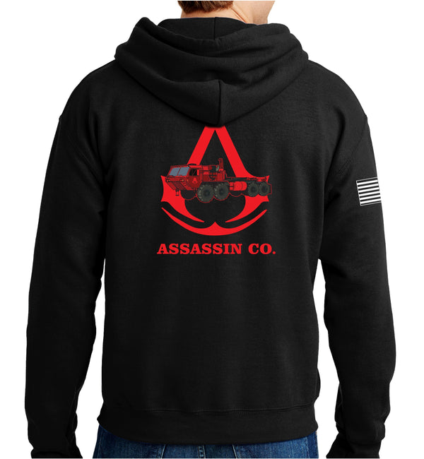 Assassin Co. Unisex Hoodie Sweatshirt. This sweatshirt is NOT approved for PT. **Free Shipping means for Liaison pick up to base only**